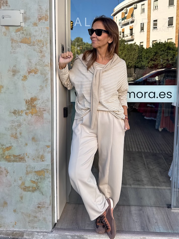 Jersey de rayas beige