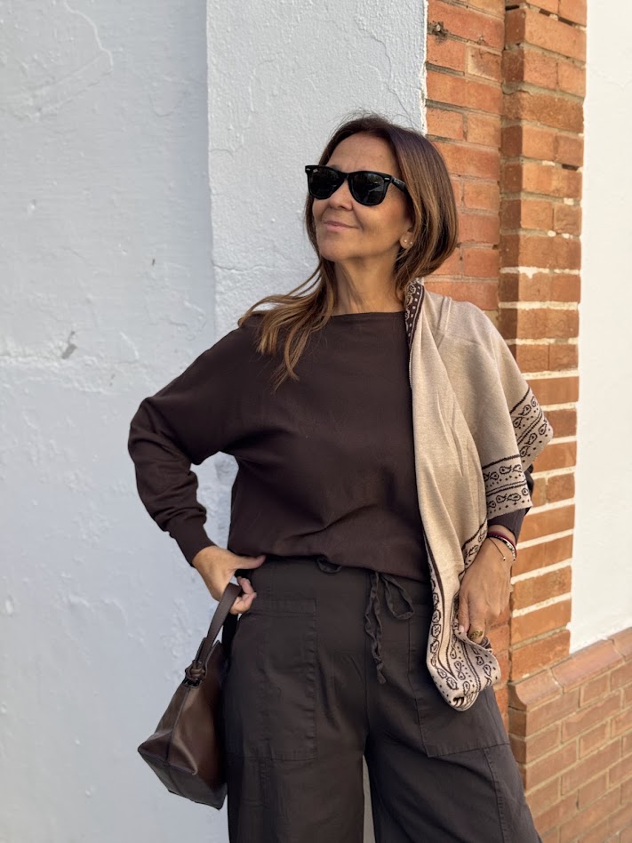 Jersey de punto marrón